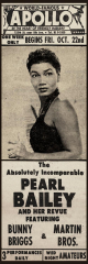 Apollo Theatre Newspaper Ad: Pearl Bailey and Her Revue, Bunny Briggs, and Martin Brothers; 1965