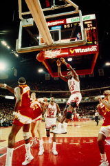 Basketball match in progress, Michael Jordan, Chicago Bulls, United Center, Chicago, Cook County...
