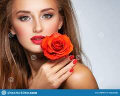 Girl with Red Rose (Girl with Roses)