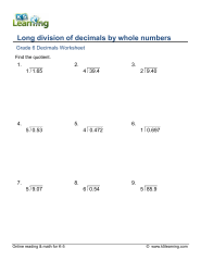 grade 5 math worksheet decimal long division k5 learning - grade 5 math