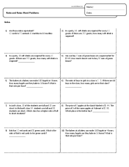 Ratio and Rates Word Problems worksheets