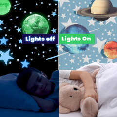 LIDERSTAR Glow in The Dark Stars and Planets Bright Solar System Stickers (Glow in The Dark Stars and Planets, Bright Solar System Stickers -Glowing Ceiling Decals for Kids Bedroom Any Room,Shining Space ,)