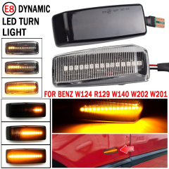 Dynamic LED Side Marker Lights Car Turn Signal Repeater Lamp for Mercedes-Benz W201 190 W202 W124 W140 R129 SL-Class, Black (Mercedes w124 Dynamic Side Marker Lights)