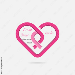 Heart shape and breast icon.Breast Cancer October Awareness Month ...