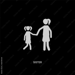 white sister vector icon on black background. modern flat sister ...