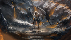Demon Dragon Cave Swords Fantasy