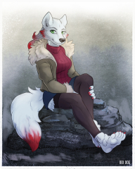 Red and white wolf furry female - tamelia-stickdesign.de