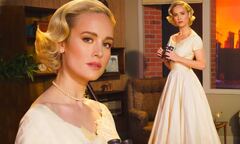 Brie Larson channels Grace Kelly in white dress as she attends ...