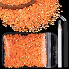 Resin Rhinestones Bulk AB Flatback Round Jelly Rhinestones Bedazzling Non Hotfix Crystal Gems Large Quantity Wholesale for DIY (Orange AB Flatback Round Jelly Rhinestones)