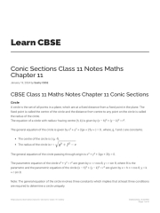 Conic Sections Class 11 Notes Maths Chapter 11 - Learn CBSE | PDF ...