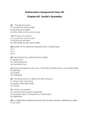 Mathematics Assignment Class IX Chapter:05 Euclid's Geometry | PDF