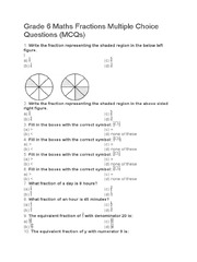 Grade 6 Maths Fractions Multiple Choice Questions | PDF