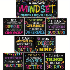 10 Pieces Classroom Motivational s Growth Mindset Banner Inspirational Bulletin Board Positive Classroom for School (10 Pieces Classroom Motivational s Growth Mindset Banner)