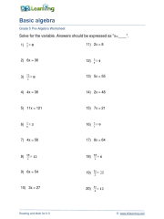 Grade 5 Basic Algebra D | PDF | Mathematics | Algebra