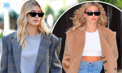 Hailey Bieber flashes her toned stomach as she showcases ...