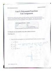 SOLUTION: Unit 5 polynomial functions - Studypool