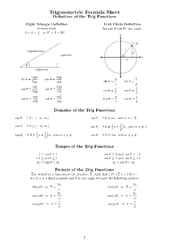 SOLUTION: Trigonometry formulas - Studypool