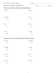 SOLUTION: Fractions decimals and percents - Studypool