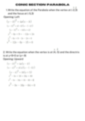 SOLUTION: Conic section parabola - Studypool