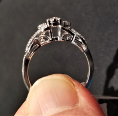 Art Deco Filigree Ring,Platinum Diamond Engagement Ring European Cut Diamond Ring