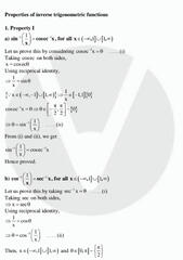 SOLUTION: Properties of inverse trigonometry functions - Studypool