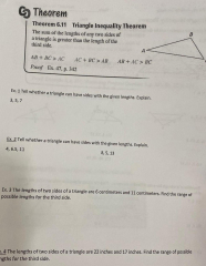 ANSWERED] Theorem Theorem 6 11 Triangle Inequality Theorem The sum ...