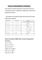 SOLUTION: Inverse trigonometry formulas - Studypool