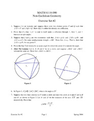 Exercise Set 2 Questions - Non-Euclidean Geometry | MATH 6118 ...