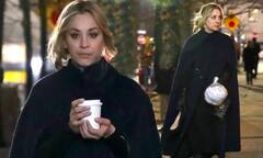 Kaley Cuoco dons black cloak and matching dress while filming The ...