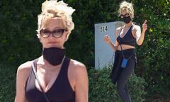 Melanie Griffith showcases her trim figure as she dons black crop ...