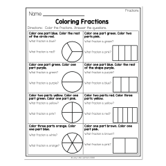 2nd Grade Math Worksheets - Geometry - Fractions - Coloring ...