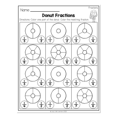 2nd Grade Math Worksheets - Geometry - Fractions - Donut Fractions ...