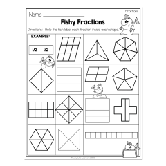 2nd Grade Math Worksheets - Geometry - Fractions - Fishy Fractions ...