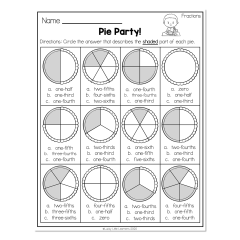 2nd Grade Math Worksheets - Geometry - Fractions - Pie Party ...