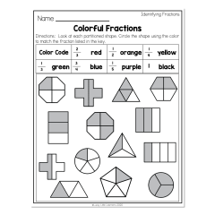 2nd Grade Math Worksheets - Geometry - Identifying Fractions ...