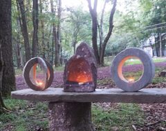 outdoor lighting | hand carved stone candle holders