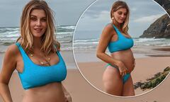 Pregnant Ashley James shows off bump in turquoise bikini | Daily ...