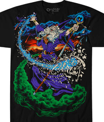 Liquid Blue Wizard Black T-Shirt (Liquid Blue Vintage Wizard Jumbo Fantasy T-Shirt)