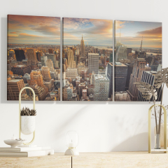 New York Skyline Sunset Manhattan Cityscape (Official Wallfillers Design - Premium New York Skyline Sunset Manhattan Cityscape 5202)