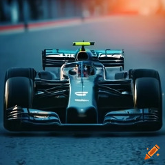 Formula one, on asphalt, sunlight, epic, close up, speed effect ...