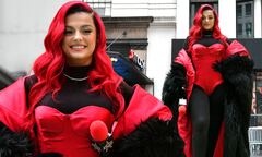 Bebe Rexha puts on a showstopping display in a red corset body at ...