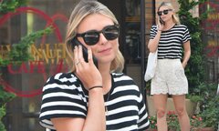 Maria Sharapova cuts a casual figure in lace shorts as she steps ...