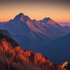 Sunset over a beautiful mountain range on Craiyon