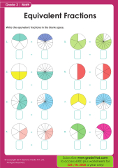 Grade 3 Math Worksheets: Identify equivalent fractions | K5 Learning