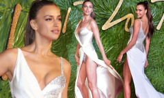 Irina Shayk flashes legs in Versace gown at Fashion Awards | Daily ...