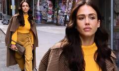 Jessica Alba shows off her impeccable sense of style in a yellow ...