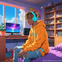 Juice Wrld's Solitary Melancholy Music Session | Stable Diffusion ...