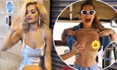 Rita Ora sizzles in silver dress before stripping topless on ...