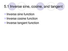 PPT - Chapter 5 Inverse Trigonometric Functions; Trigonometric ...