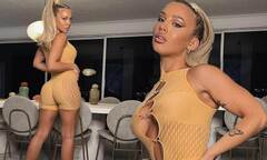 Tammy Hembrow goes braless in a $284 skintight and plunging ...